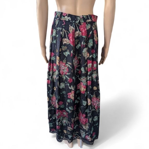 Vintage Cottagecore Jacquard Floral Maxi Skirt - Romantic Pleated Prairie - 42 - Picture 4 of 15